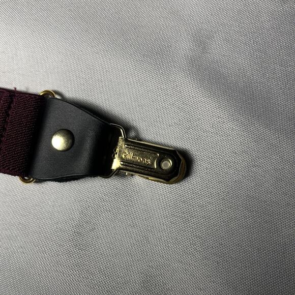 Gillmons Suspenders Maroon Red Clip On Leather Holiday Festive Christmas - Picture 4 of 4
